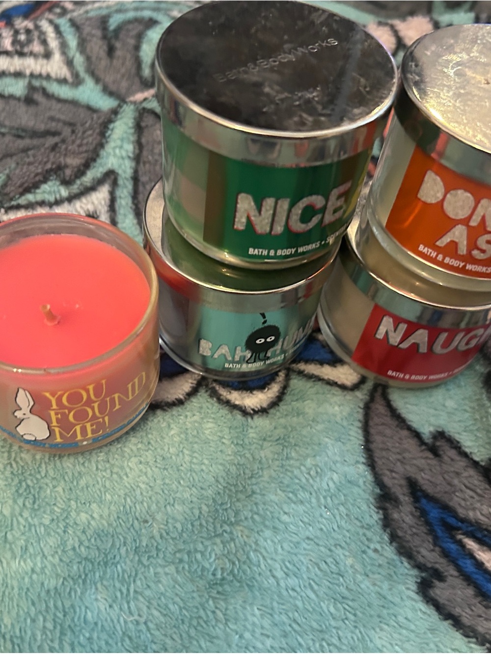 Bath & Body Works Mini Candles - Green, Orange, Pink, Red